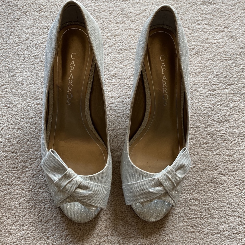 Caparros Silver Glitter Heels